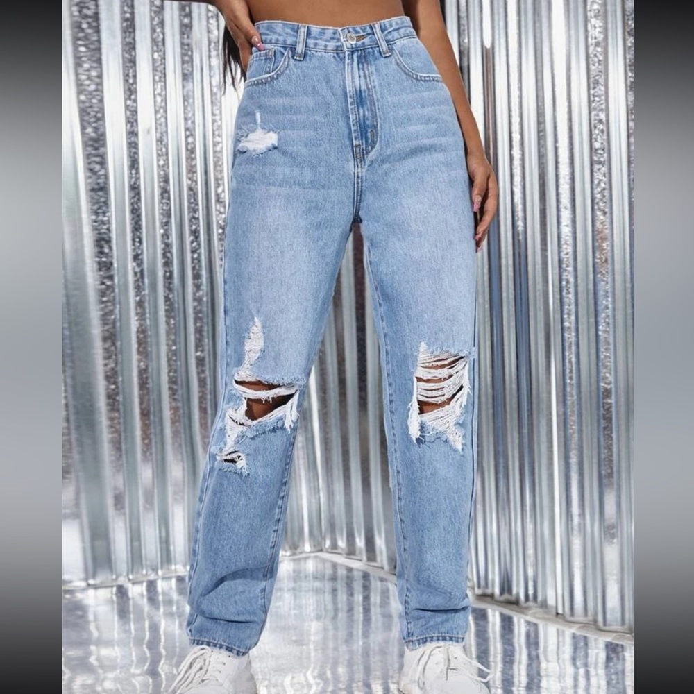 Distressed Mom Jeans